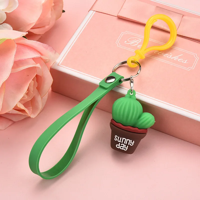 

Creative Simulation Plant Cactus Keychain Silicone Fashion Cute Toy Bag Car Pendant Couple Gift Casual Jewelry Key Ring