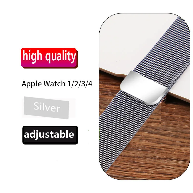 silver Миланская петля браслет из нержавеющей стали ремешок для Apple Watch 5 4 3 2 1 42 мм 38 мм браслет ремешок для iwatch 4 3 40 мм 44 мм - Цвет ремешка: silver