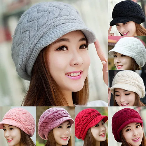 

Solid Beanie Winter Baggy Hat Color Slouch Women's Beret Ski Warm Cap Knitted Color Warm Knitted Baggy Beret Beanie Hat Slouch S