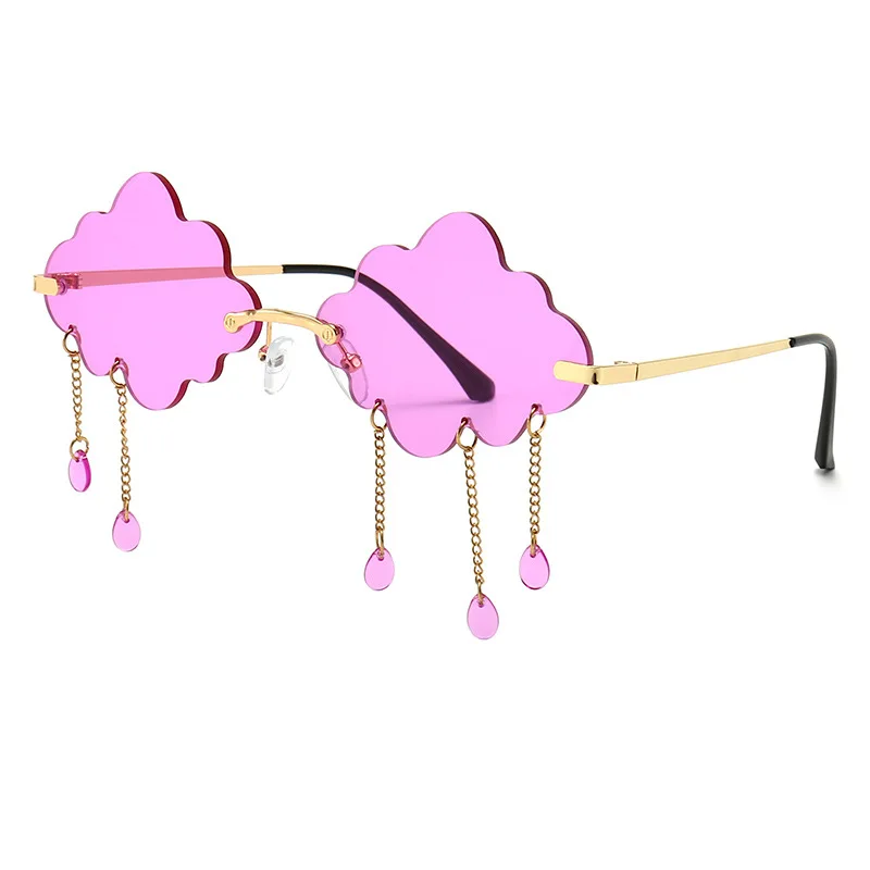 

2021 Vintage Clouds Tassel Steampunk Sunglasses Fashion Rimless Driving Glasses Women Men Frameless Punk Glasses Shades