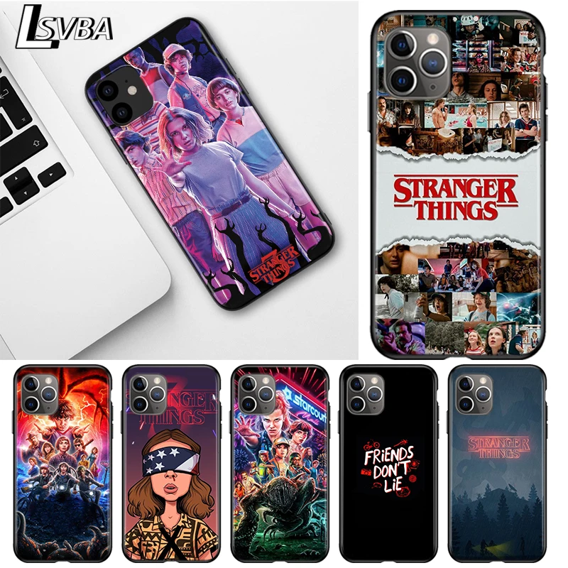 

Stranger Things For Apple iPhone 12 11 Pro Max mini XS Max XR X 8 7 6 6S Plus 5S SE 2020 Soft Black Phone Case