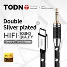 Кабель TODN type c на 3,5 гнезда aux аудио usb c dac Тип c серебристый usb 32 бит384 кГц подходит для автомобиля, xiaomi, наушников, динамика