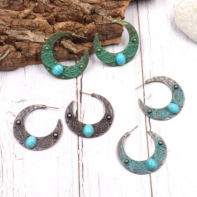 Сплав бронзовый цвет ювелирные изделия половина круглая капля серьга для женщин