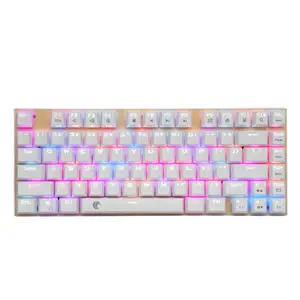 Механическая игровая клавиатура E-Element Z-88 60% RGB, водостойкая, компактная, 81 клавиша, защита от фиктивных нажатий, для Mac, ПК, золото и белый цвет