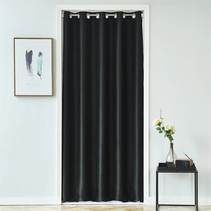 1PCS Grommet Top Solid Color Blackout Door Curtain For Living Room Divided Doorway Drapes Modern Thermal Insulation Cloth WP092H | Дом и сад