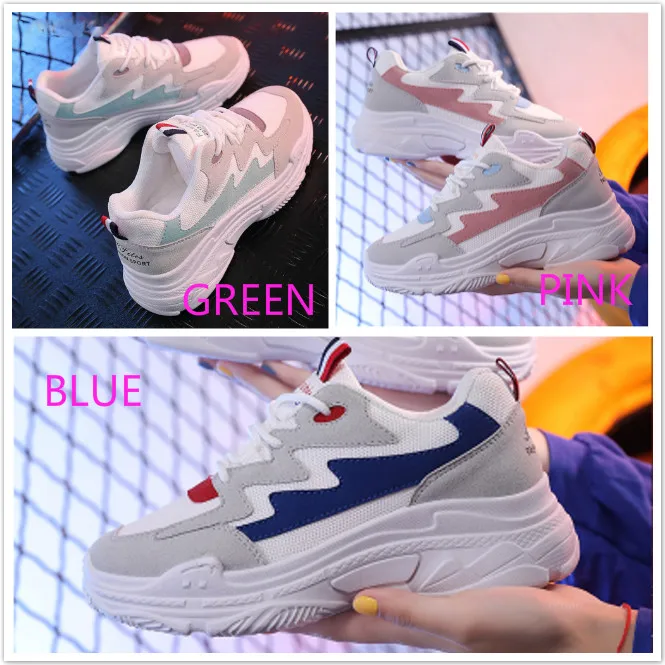 Женские кроссовки на платформе Повседневная обувь танкетке Цвет розовый Модная