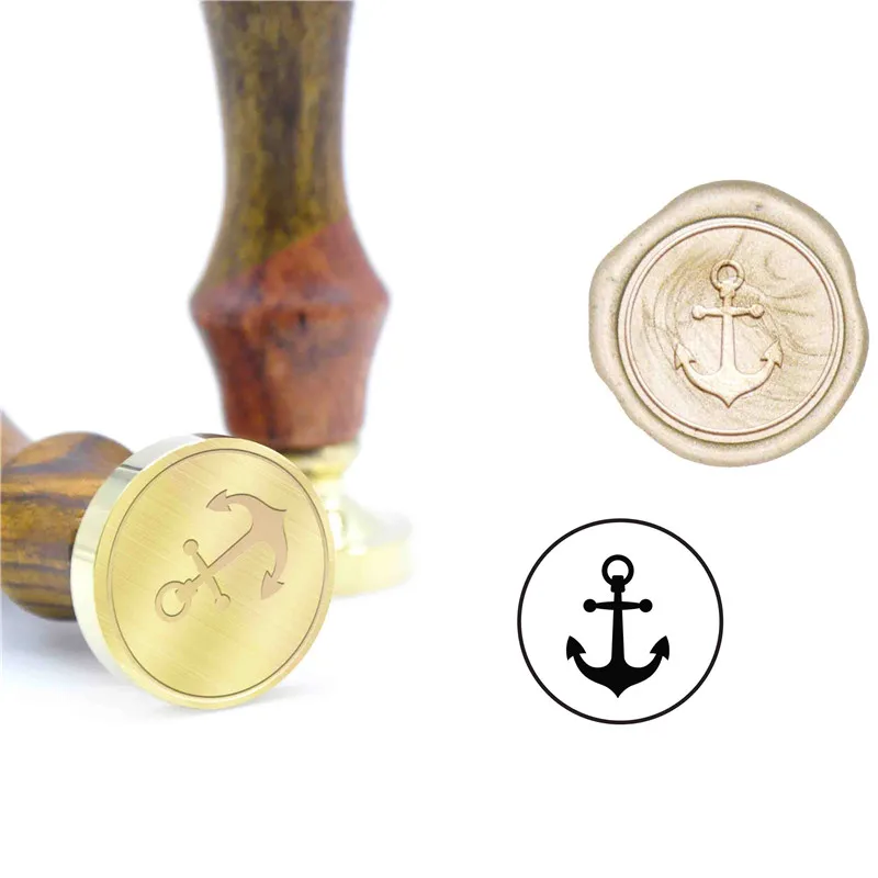 

Sea Anchor Wax Seal Stamp Wedding Kit Invitation B116 Custom Wax Stamp Initial Wood Handle DIY Metal