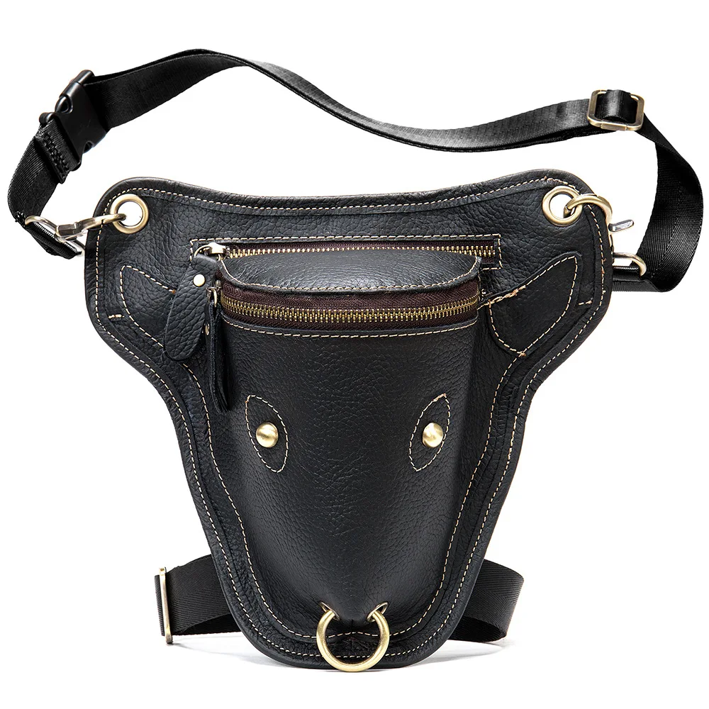 Men's First layer cowhide exercise waist bag  Retro leather bicycle motorcycle bag  European and American styler man belt pouch
