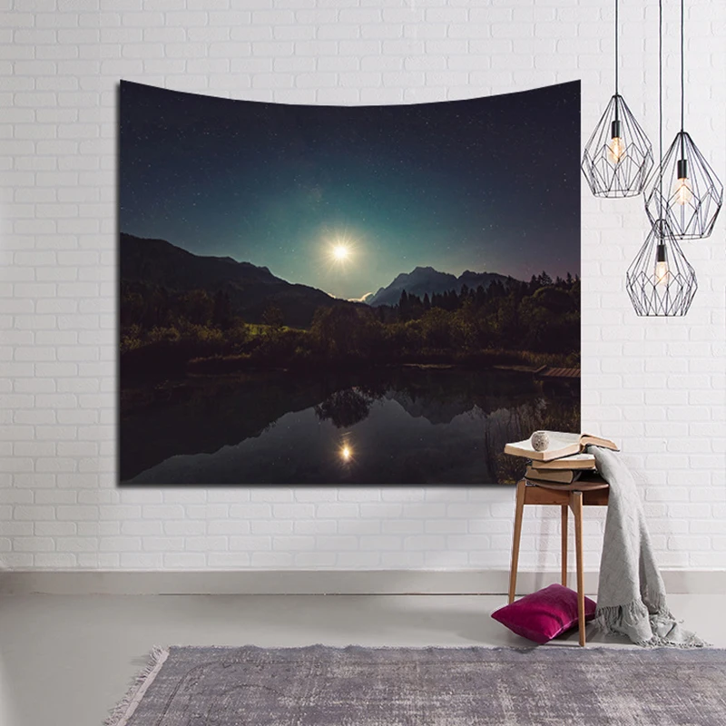 Настенный гобелен с принтом заката настенный 3D ночным небом занавеска природным