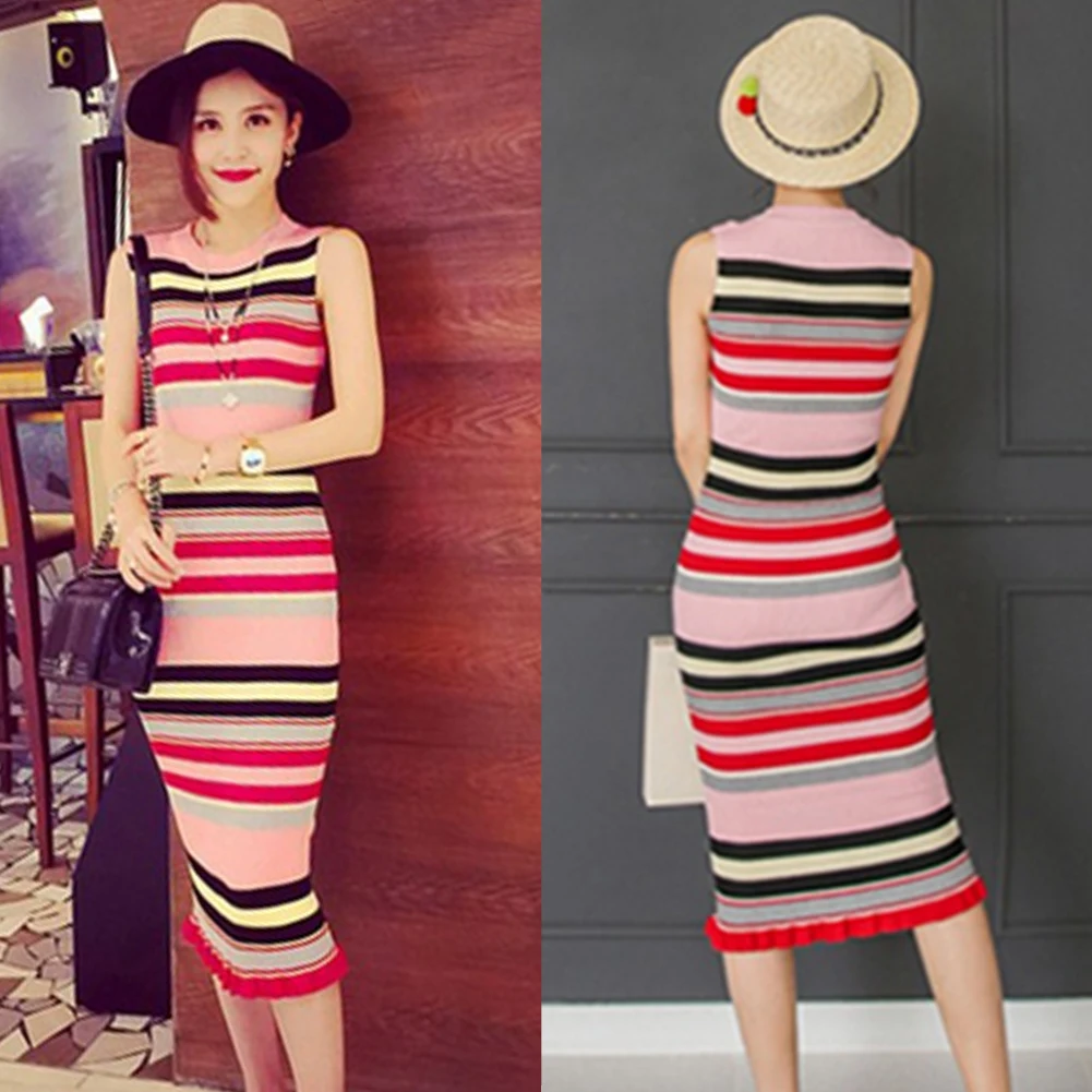 Сексуальная одежда летнее приталенное платье без рукавов для свиданий