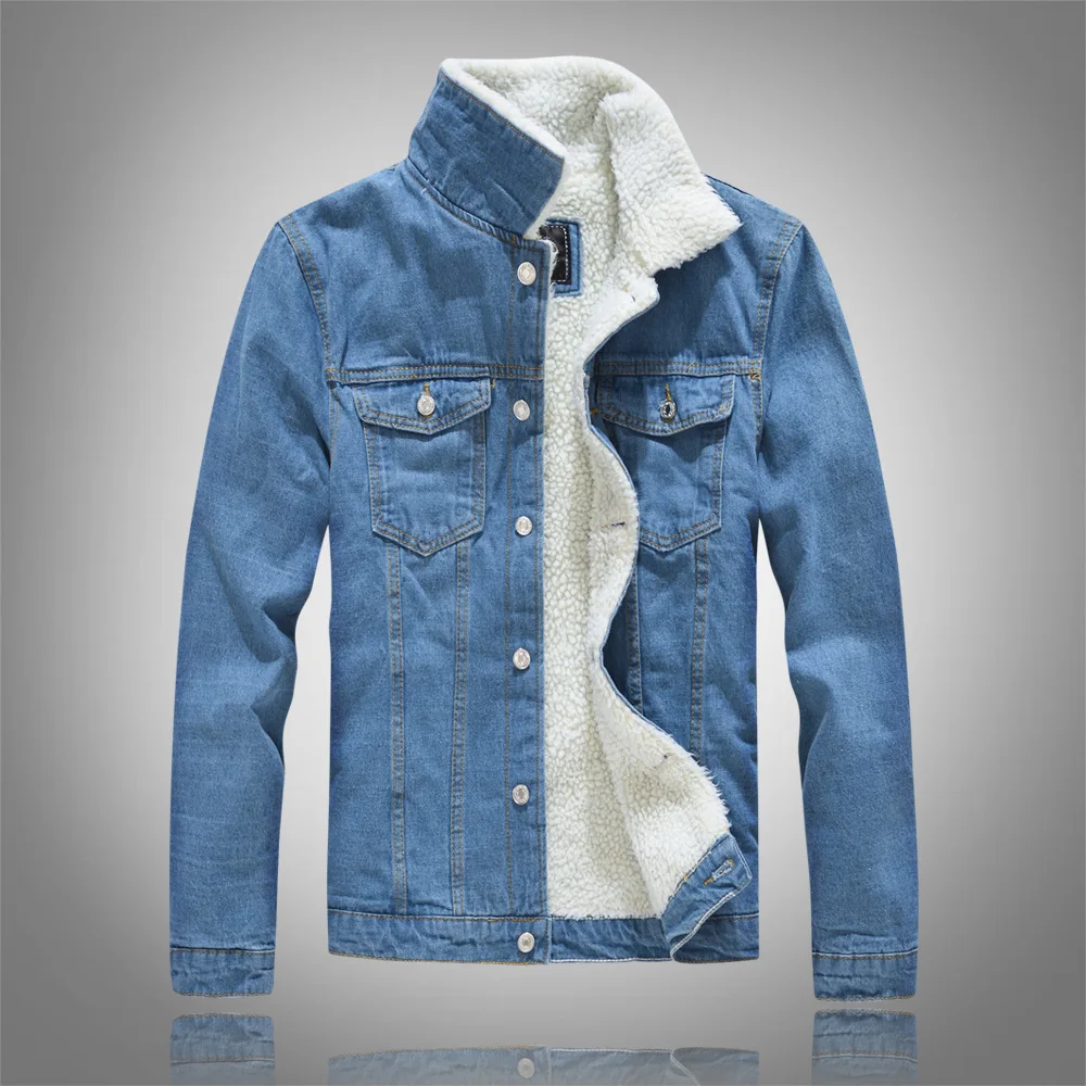 

Denim Jacket 2021 Men's Winter Fashion Trendy Lamb Fleece Denim Jacket Teen Slim Fit Plush Thick Jean Jacket Mens Clothing