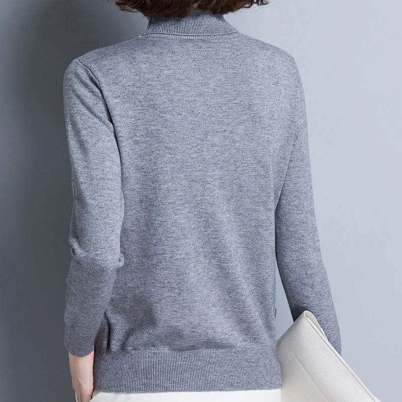 Женский свитер с высоким воротником повседневные свободные пуловеры длинным