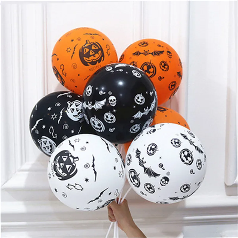 

100pc Halloween Black Orange Latex Balloon Pumpkin Skeleton Halloween Party Decoration Helium Balloons Kids Toys Bar Party Decor