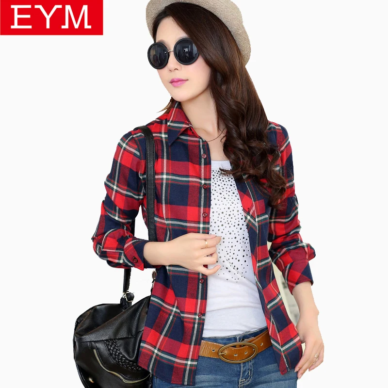 Рубашка женская в клетку с длинным рукавом повседневная весна 2021 | Женская одежда