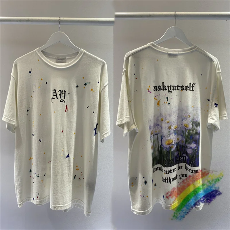 Tie Dye ASKYURSELF Daisy T Shirt Men Women 1:1 Best Quality T-shirt Tee Graffiti Tops | Мужская одежда