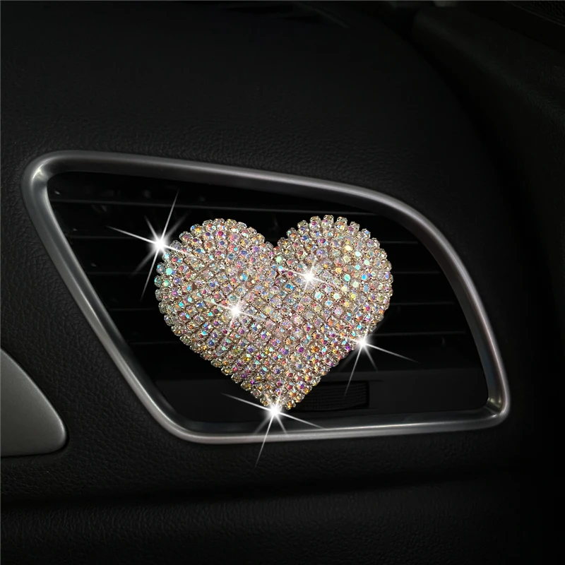 

Car Air Freshener Air Outlet Rhinestone Love Aroma Diffuser Car Interior Perfume Clip Cute Auto Interior Accessories