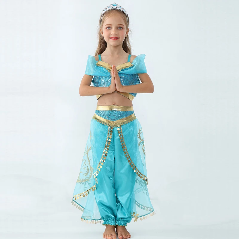 Jasmine Princess Dress for Teens Girls Aladdin Christmas Kids Rose Dresses Coronation Party Costume Child Cosplay Clothes | Детская