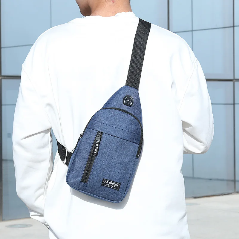 Wholesale Chest Bag 2022 New Casual Men'S Oxford Cloth Sports Messenger Bag Shoulder Usb Charging Hole Small Backpack