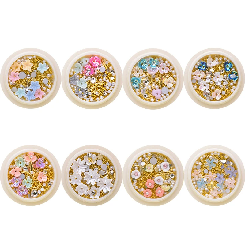 1 коробка цветы новые 3D наклейки для ногтей кавайные очаровательные инструменты