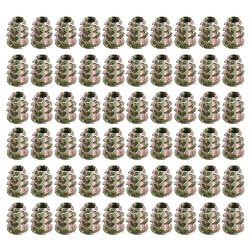

M4x10mm Thread Interface Screw Insert Nuts 60 Pcs For Wooden Furniture