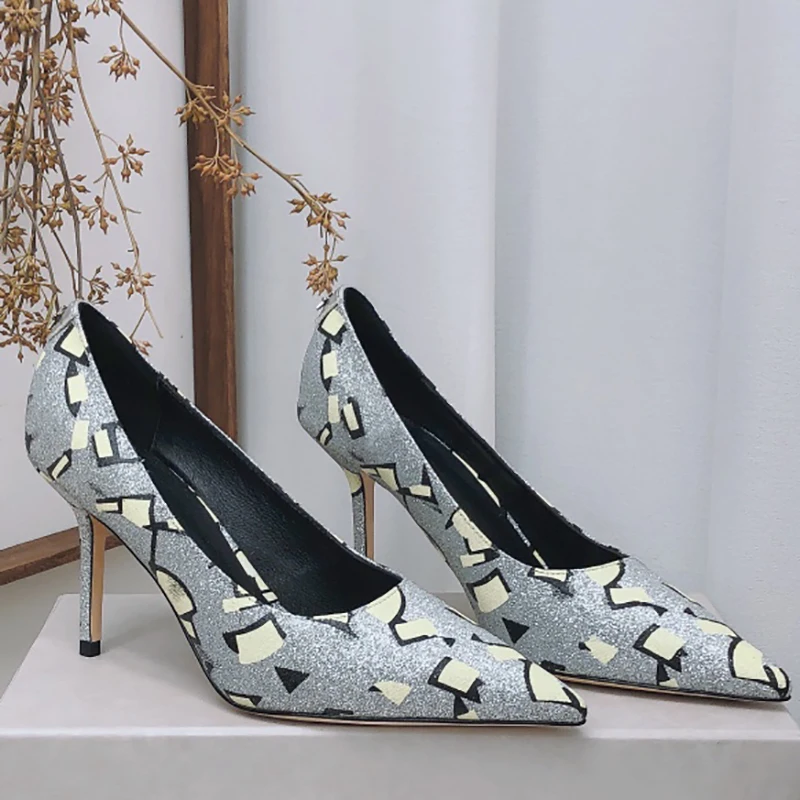 

Elegant Women Shoes New Designer Female Pumps Fashion Mixed Colour High Heels Sapatos Femininos Pointed Toe Career Chaussure