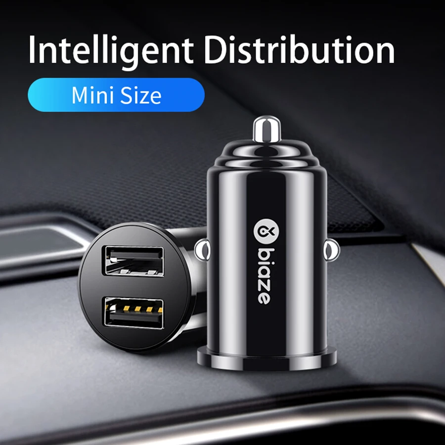 Biaze, автомобильное зарядное устройство с двумя usb-портами 3,1 А, универсальное интеллектуальное автомобильное зарядное устройство для iPhone, samsung, мобильного телефона