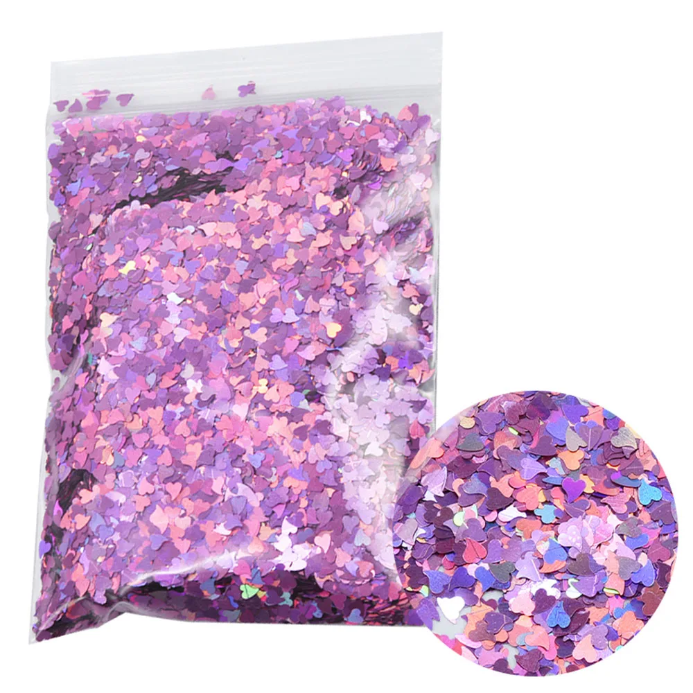 

50g Holographic Sweet Love Heart Nail Glitter Flakes Shining Sequin For Nail Art Paillette Manicure 3D DIY Nail Art Decorations