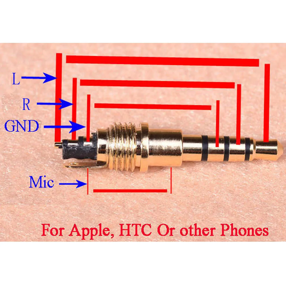 4 полюса Jack разъем 3 5 мм аудио стерео наушники адаптер металлический мужской