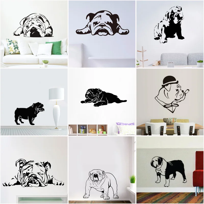 23 Styles English Bulldog Vinyl Wall Stickers Art Decal Home Decor Living Room Dog Sticker Gift |