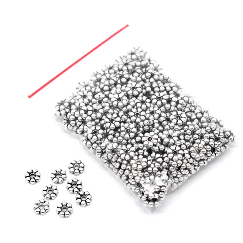 Бусины разделители в форме цветка сливы из цинкового сплава 200 шт. 6х2 мм для