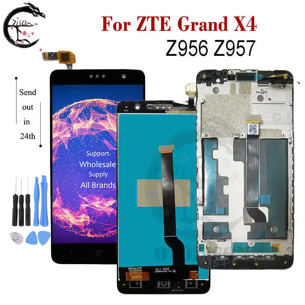 ЖК-дисплей 5 0 дюйма с рамкой для ZTE Grand X4 Z956 дисплей Z957 ЖК-экран сенсорным датчиком