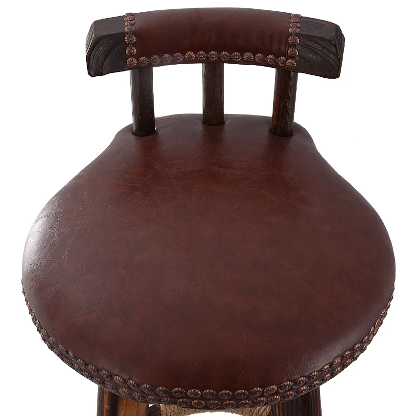 Вращающийся барный стул из массива дерева 4 ножки обеденный на стойке высокий