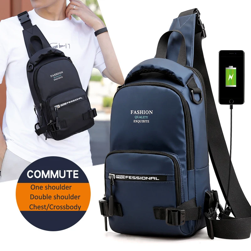 

Backpack Male USB Charging Shoulder Bag Crossbody Chest Bag Anti Theft Chest Waist Pack Trip Messenger Bags Single Strap Bagpack