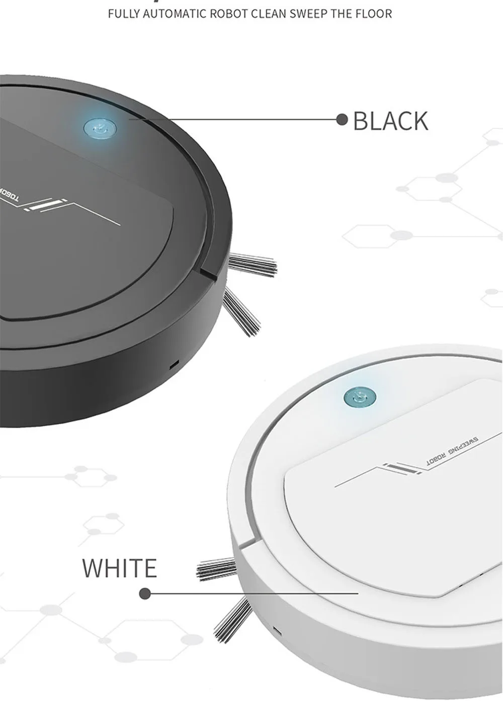 Перезаряжаемый автоматический умный робот-пылесос для очистки края уборочная