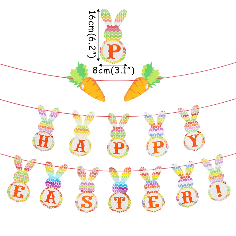 

Easter Party Decor Rabbit Latex Balloon Easter Bunny Carrot Happy Easter Bunting Banner Hanging Ornaments Easter Home Decoration