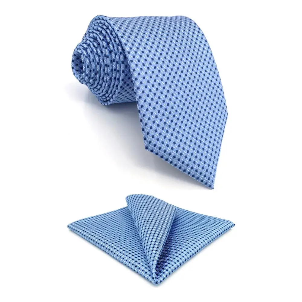 B6 небесно голубой синий горошек Шелковый Для мужчин галстук бабочка комплект