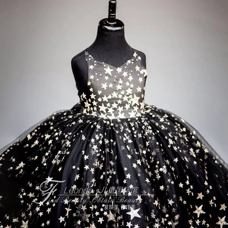 

2019 black flower girl dresses for weddings ball gown tulle ruffles long party dress for little girls