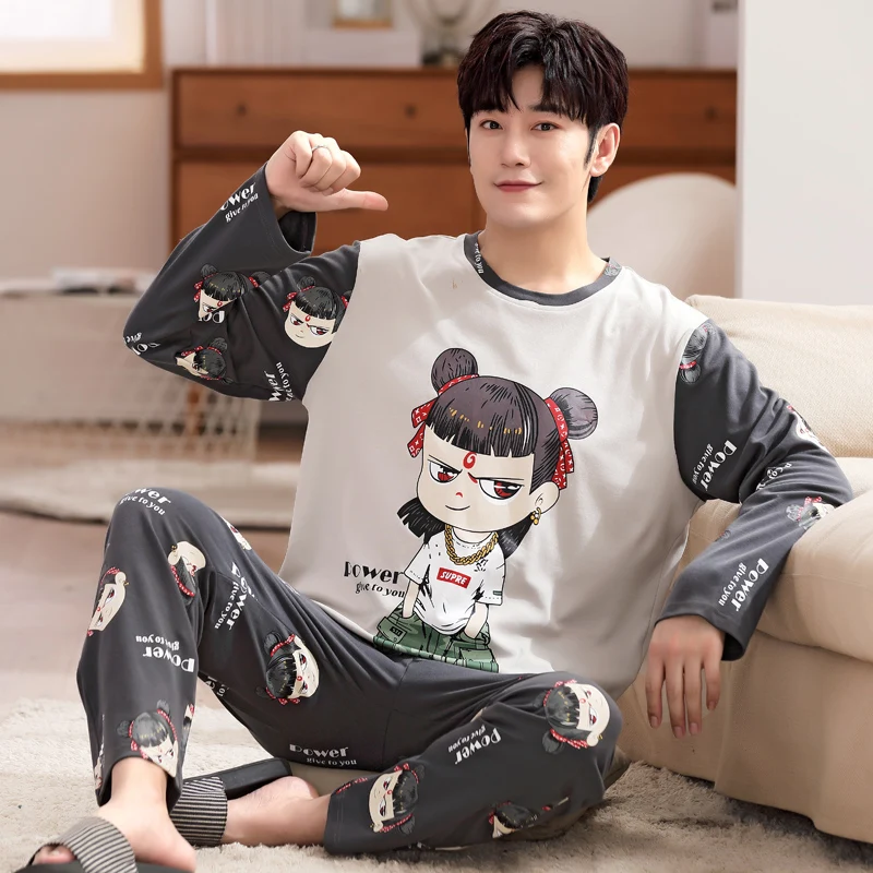 Новинка 100% осенне-зимние пижамные комплекты из 2021 хлопка с милым мультяшным