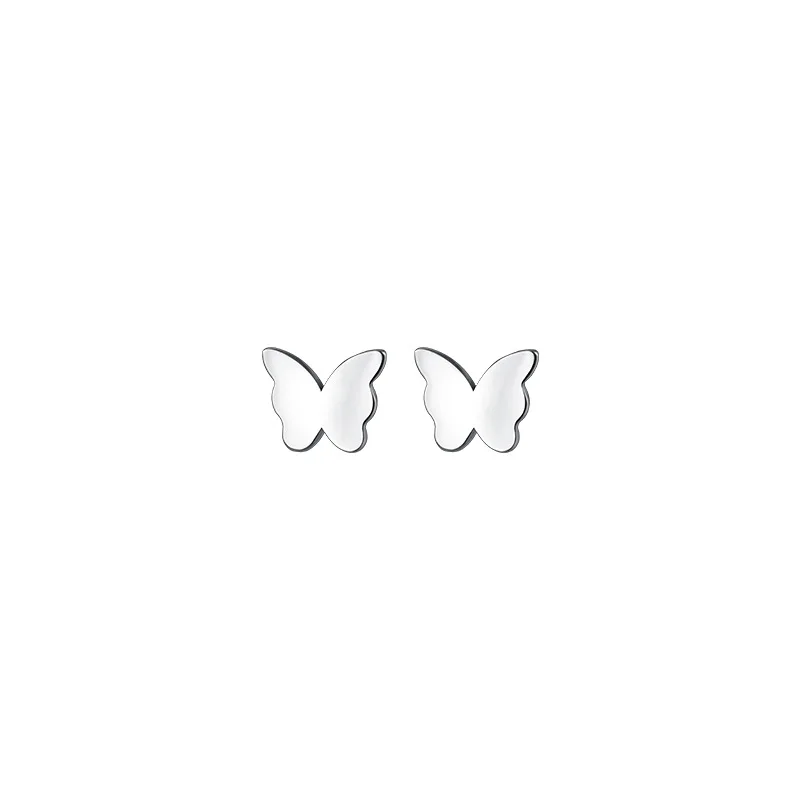 

MloveAcc 925 Sterling Silver Plating 14k Gold Simple Shiny Glossy Butterfly Earrings Women Korean Sweet Student Jewelry Gift