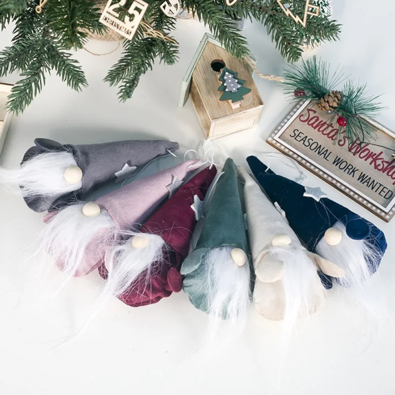 Рождественская плюшевая кукла гном игрушка подвесное украшение на елку