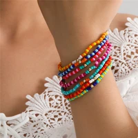 fashion simple color beaded bracelet retro ethnic style rice bead bracelet women
