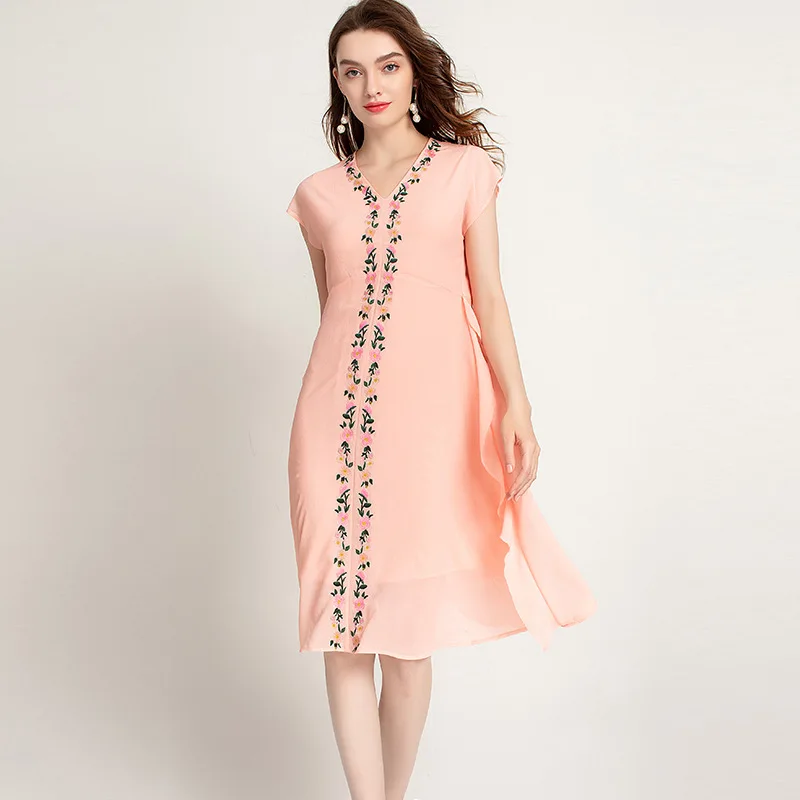 

High 2021 New quality Summer ladies Elegant embroidery dress women sexy Vintage Dress xxl Work Office Casual Party retro dresses