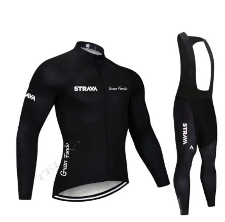 Long sleeve suit STRAVA road bike team 9D cojin de equitacion traje de primavera y otono camisa de manga larga jersey - Цвет: Long sleeve suit