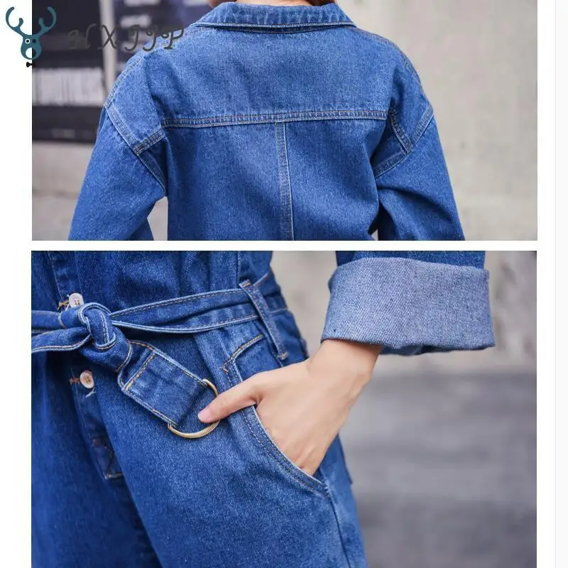 Модная уличная одежда стильные джинсовые комбинезоны для женщин осень 2019 боди с