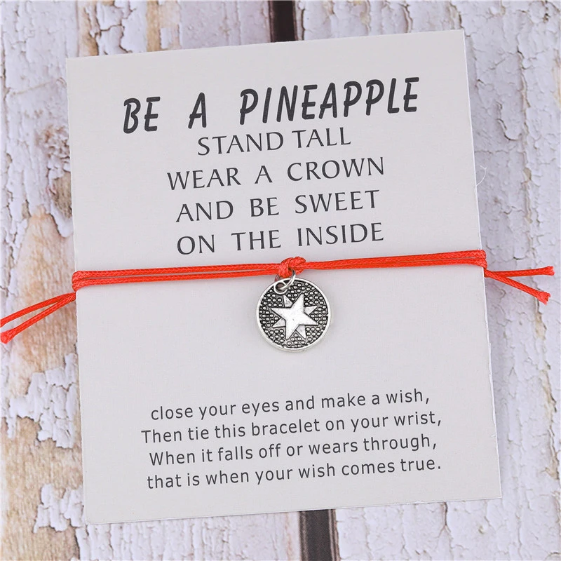 JUWANG браслет с круглой звездой и сердечком женский ручной работы регулируемый