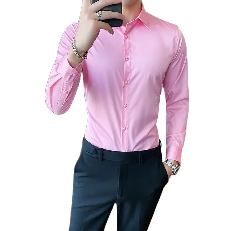 Мужская классическая рубашка большого размера QJ CINGA белая однобортная с