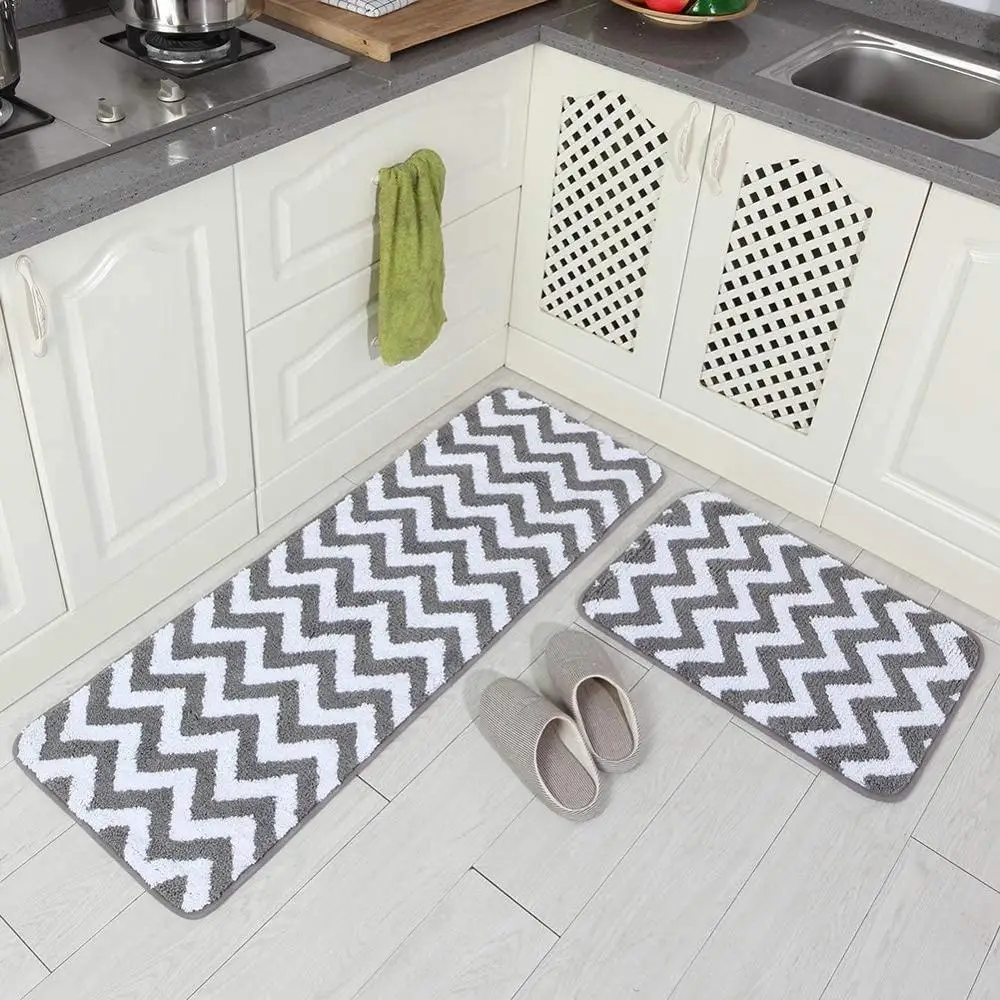 Длинные кухонные коврики Carvapet нескользящий коврик из микрофибры с шевроном