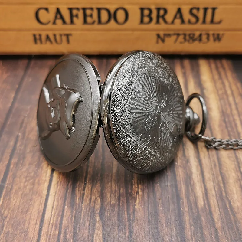 New Arrival Pikachu Black Quartz Pocket Watches Mens Analog Fob Watch Pendant Chain Gift Kids Toy Ball Pokemon for Men Women | Наручные