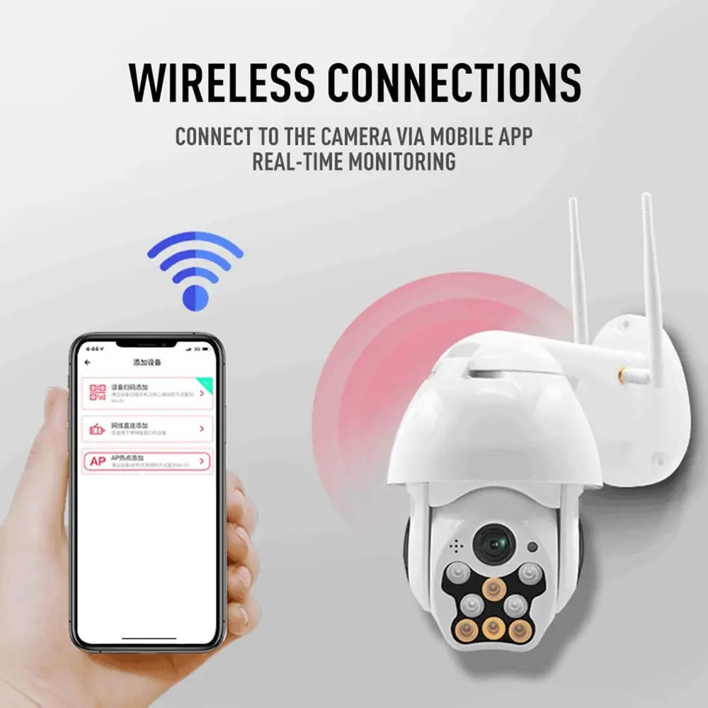 Наружная Водонепроницаемая беспроводная Wi Fi камера безопасности с поворотом на