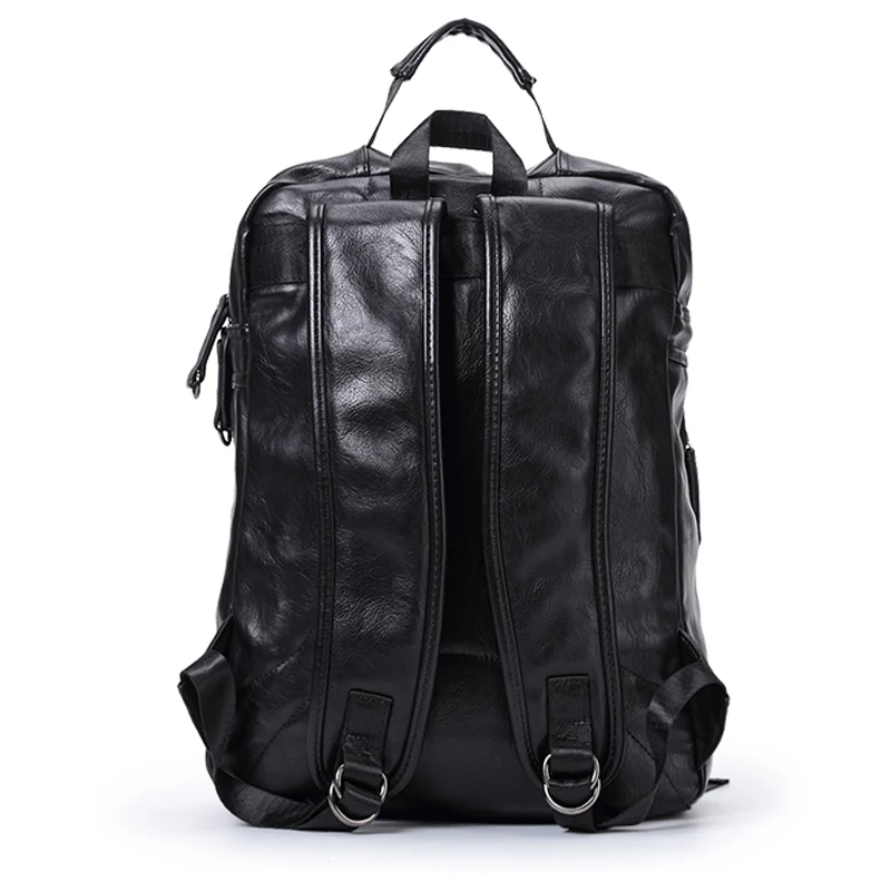 

Men Street Fashion Leather Laptop Backpack Large Capacity Cow Split Leather Travel Backpack Waterproof Casual Black Mochila